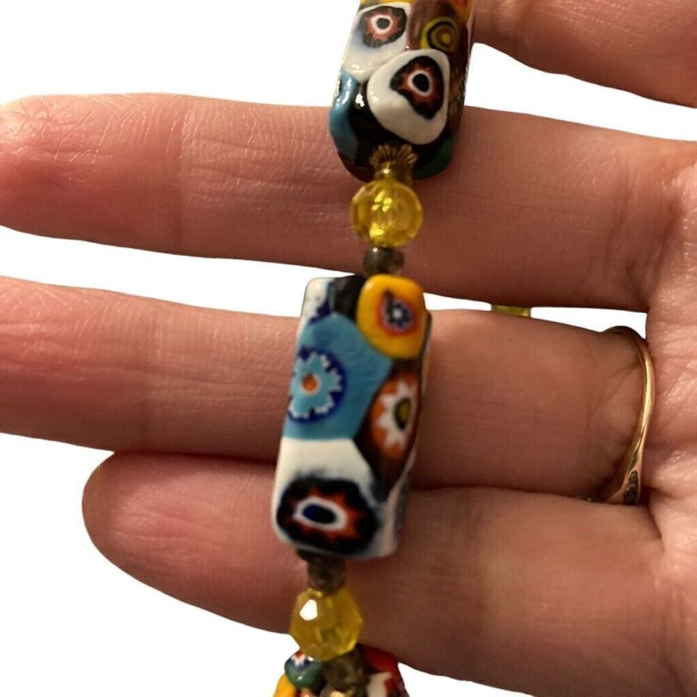 Vintage Italian Murano Moretti Millefiori Art Glass Beaded Necklace 30” *Read View 4